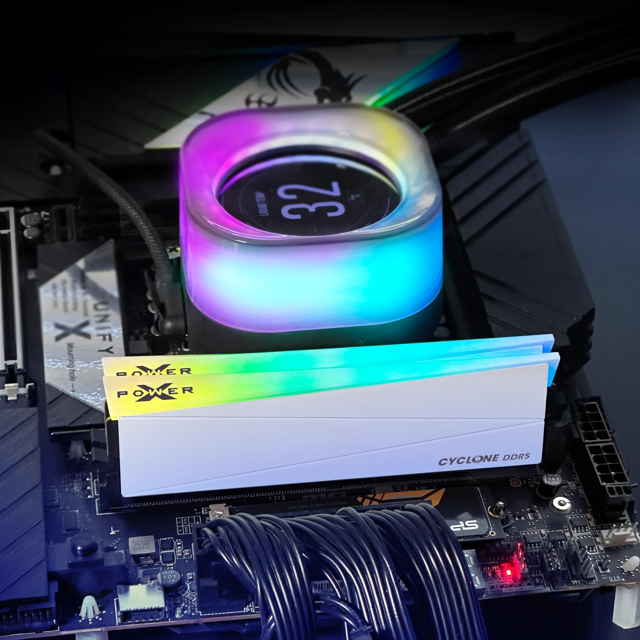 Silicon Power Cyclone RGB DDR5 6000MT/s (PC5-48000) CL36 16GB Einzelpackung 1.35V Desktop Unbuffered DIMM