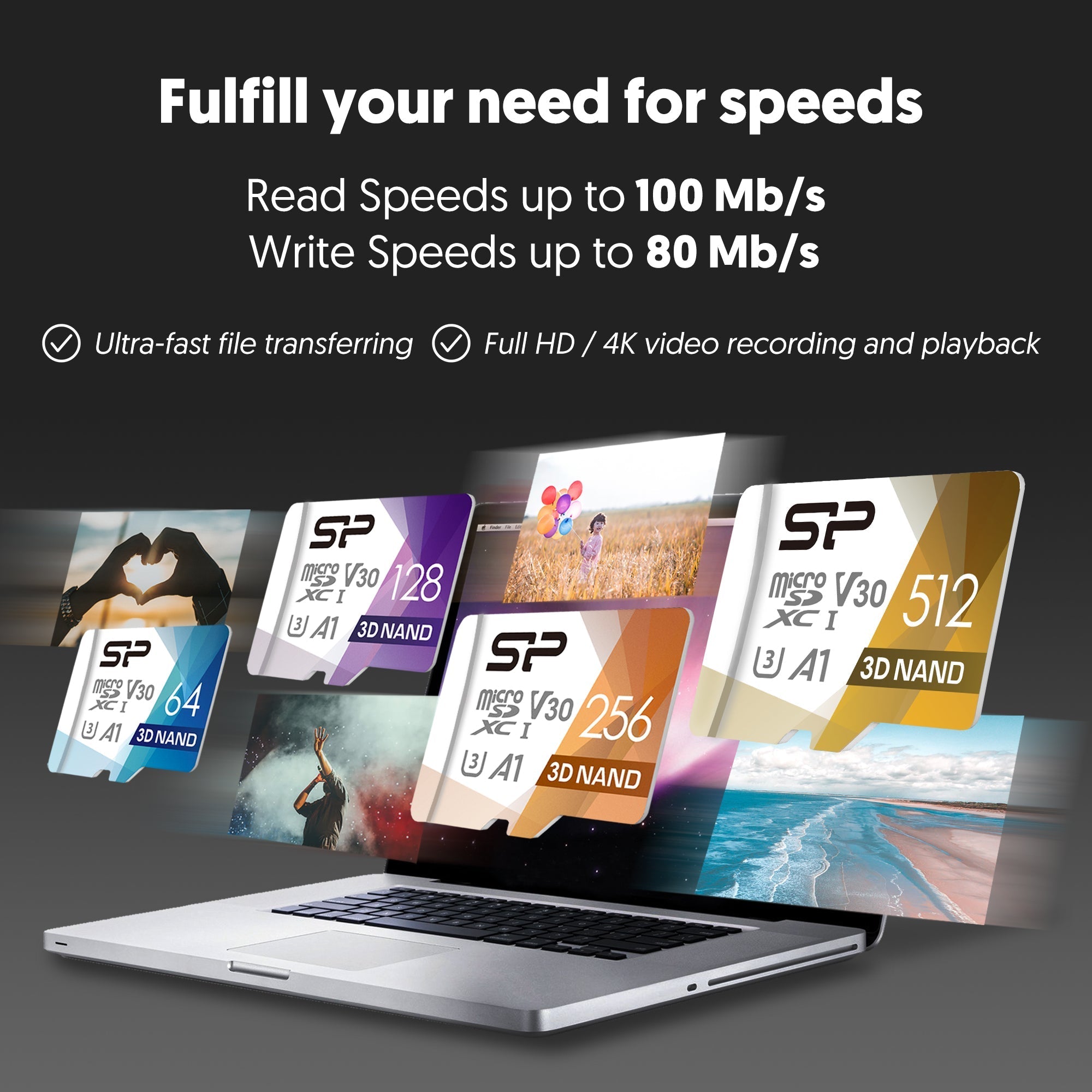 Silicon Power 128GB-1TB Superior UHS-1(U3) V30 A1 MicroSD Speicherkarte mit Adapter