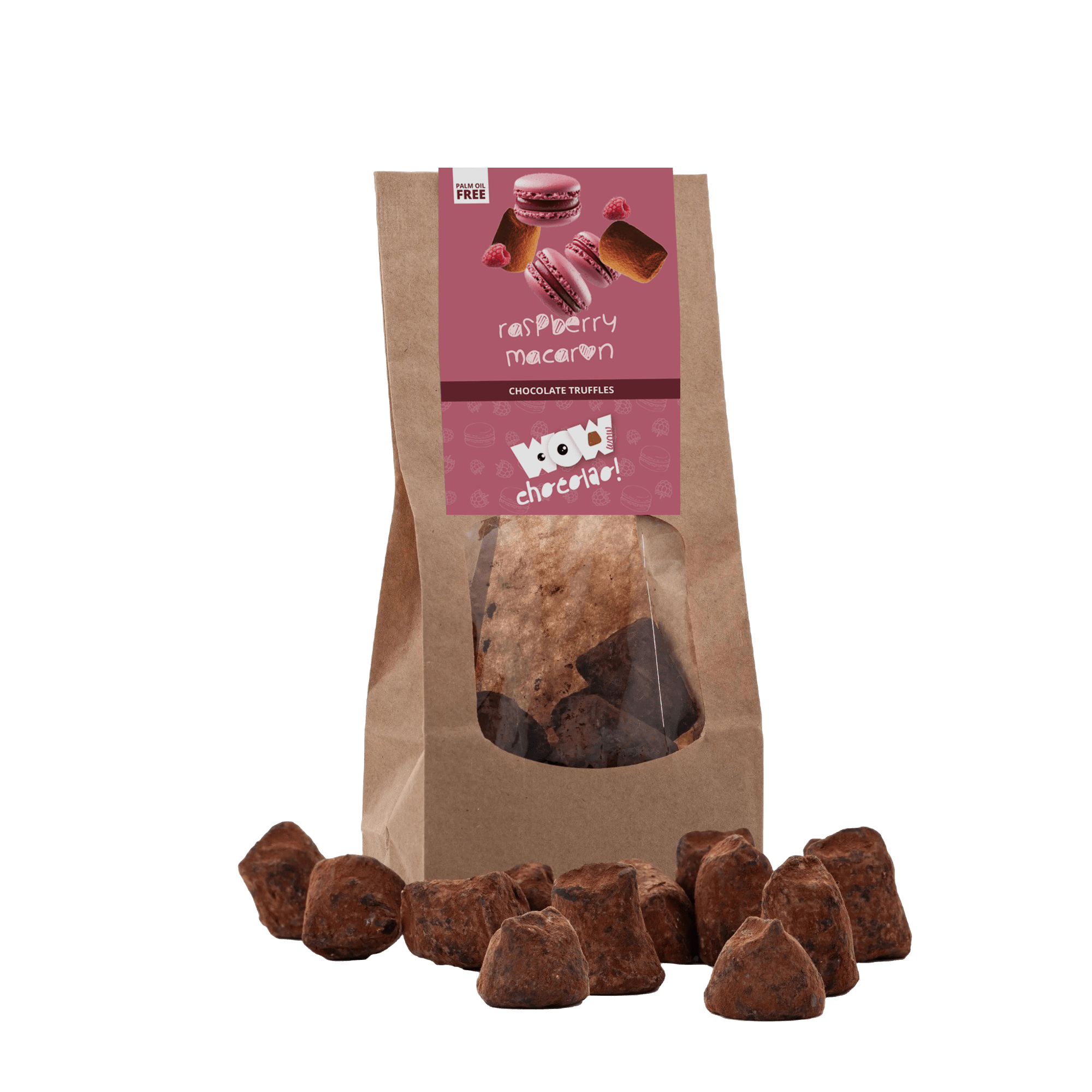Himbeer-Macaron-Schokoladentrüffel - Biologisch abbaubarer Beutel 130g